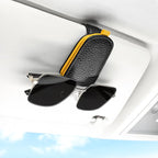 SINGARO Sunglasses Holder for Car, Leather Magnetic Buckle Sun Visor Sunglass Clip, Ticket Card Storage Glasses Clip, Car Interior Accessories for Men and Women（Black-Yellow） by SINGARO