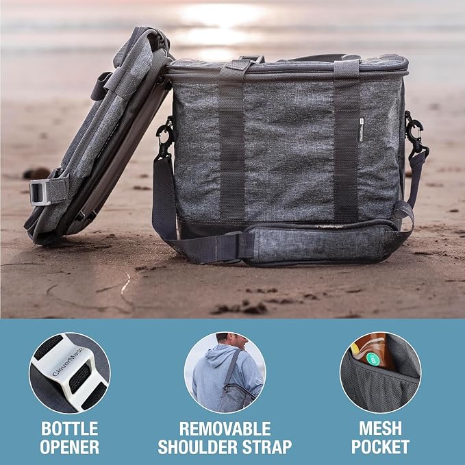 Tahoe Soft-Sided Collapsible Cooler - 30 Can - Heather Cool Gray/Shadow Gray (4PK PDQ Target SMU) | Keep Food and Drinks Cold Without Bulky Storage | The Leak-Resistant Liner Contains Meltwater, and the Frame Folds Flat - Image 5