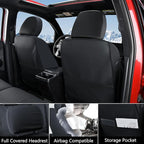 Truckiipa Tacoma Leather Car Seat Covers Full Set Truck Seat Covers Cushion Fit for 2016-2023 Toyota Tacoma Double Crew Cab, Full Set, Black - Image 3