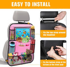 Backseat Car Organizer w/ 10 Storage Pockets, 11" Tablet Holder, 2 PCS Pink | Car Organizers and Storage Kick Mats Back Seat Protector w/ Touch Screen Tablet Holder for Kids Toddlers, Travel Accessories - Image 6