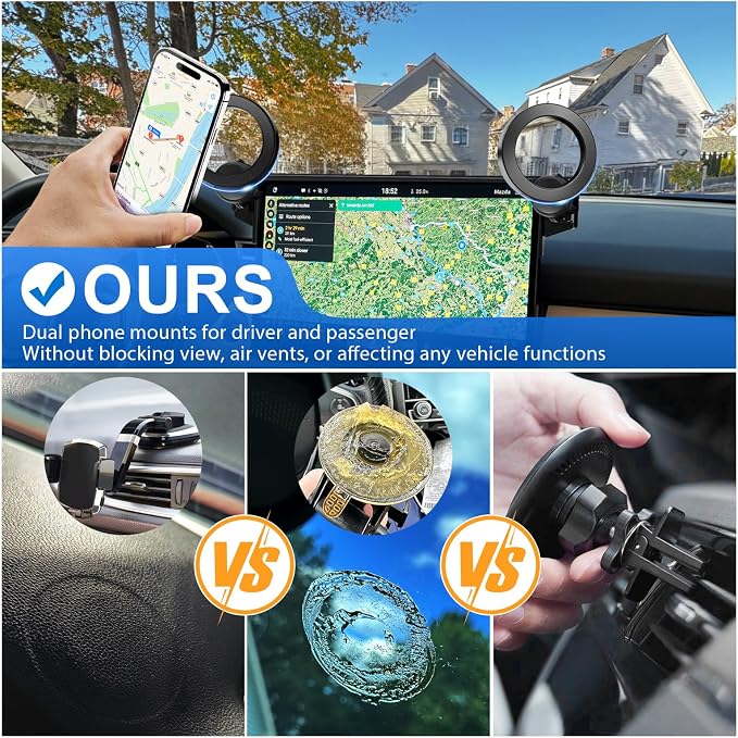 Dual-End Car Phone Holder for 2026 Mazda CX5 CX-5 Accessories 15.6 Screen | Strong Magnetic Cell Phone Mount for Magsafe iPhone, 360° Hands-Free No Air Vent Blockage Stable Stand, Only for Premium Plus - Image 4