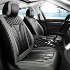 Fit Highlander Premium Leather Car Seat Covers for Toyota Highlander 2007-2025 2026 - Waterproof，Breathable，All-Weather Seat Cushion Protecto & Airbag Compatible, 2 Front Seat Gray&Black by Unknown