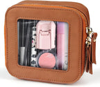 Small Clear Makeup Bag Travel Cosmetic Case, Portable Make Up Organizer Traveling Compact Car Bag for Essentials Transparent Toiletry Bag with Zipper by FASAOH