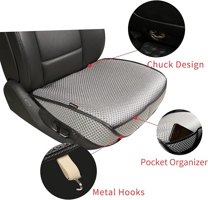 Auto Newer Breathable Universal Four Seasons Car Seat Covers，Luxury Car Seat Cushion ，Protectors for Front Seat Bottoms,Compatible with 95% Vehicles， Fit for Cars Truck SUV Sedan (Grey,1PC) - Image 4