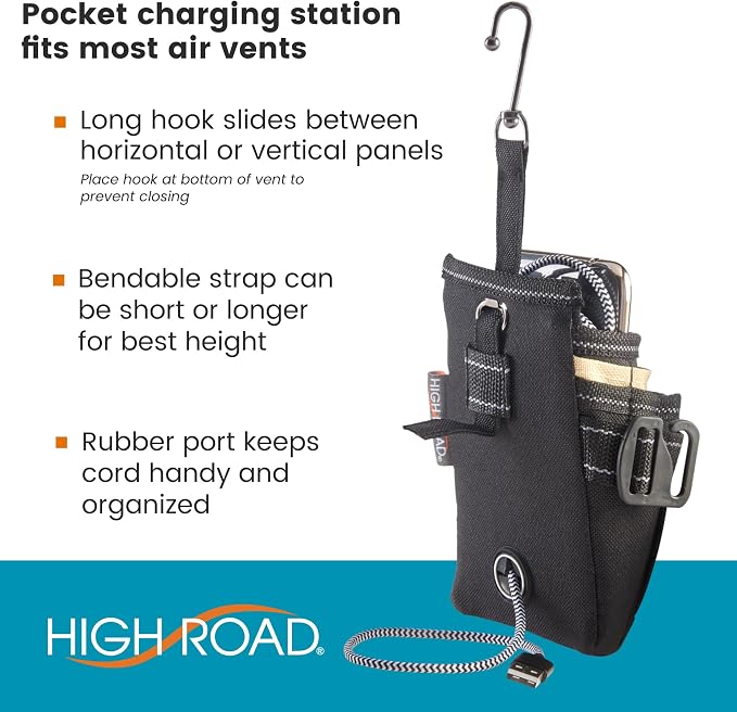 DriverPockets Car Vent Organizer - Hanging Phone Holder and Car Pen Holder | High Road Car Pouch Organizer Keeps Phones, Pens, Cords and Sanitizer on the Dashboard Within Easy Reach - Image 4