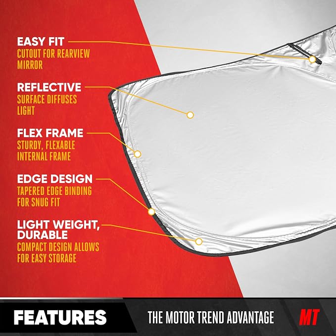 Motor Trend Custom Fit Ford F150 Sun Shade for Windshield 2015-2020 Ford F150 Accessories - Car Accessories Foldable Front Windshield Car Sun Shade - Automotive Interior Sunshade Visor UV Protection - Image 6