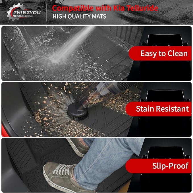 Floor Mats for 2020-2025 Kia Telluride 7&8 Seats (NOT for 2027) | Trunk Mat Cargo Mat Cargo Liner TPE All Weather Back Seat Cover 2024 Telluride Accessories - Image 4