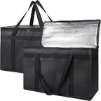 Bodaon 2-Pack Insulated Food Delivery Bag, XX-Large Reusable Grocery Shopping Bag, Frozen Food Cold, Bodaon Cooler Bags with Zippered Top, Black | Reusable Shopping Bag, Frozen Food Cold, Cooler Bags for Picnic, Commercial Catering Pizza Carrier, Therm... by Bodaon