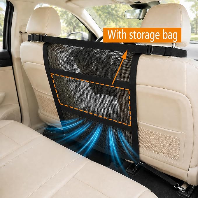 Dog Car Barrier,Car Net for Dogs, Pet Divider for SUVs, Sedans and Trucks | Reinforced Breathable Mesh, Easy Installation - Image 6