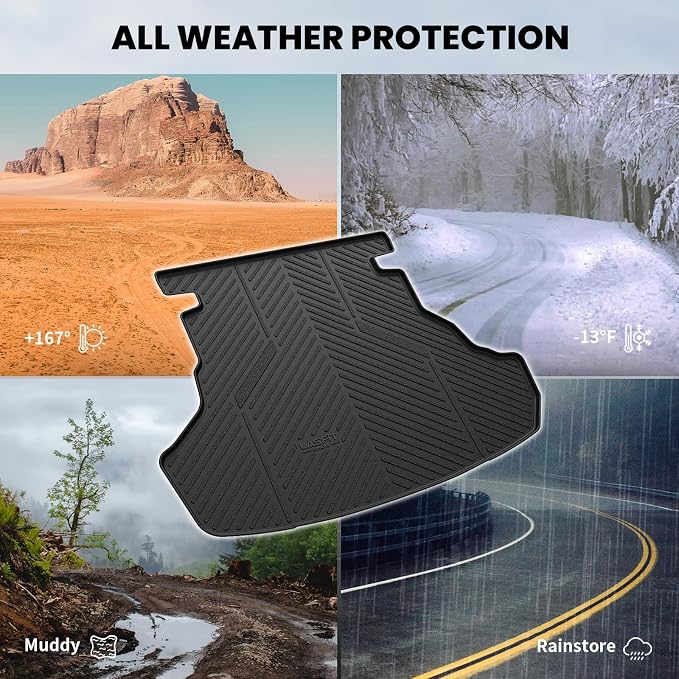 LASFIT Cargo Mat for Toyota Camry 2015-2017 (Only Fit Gas, Not Fit Hybrid) | Not Fit Hybrid, All Weather Custom Fit Anti-Slip Pet Friendly Easy Clean TPE Trunk & Backrest Mats for 7th Gen Camry, Black - Image 7
