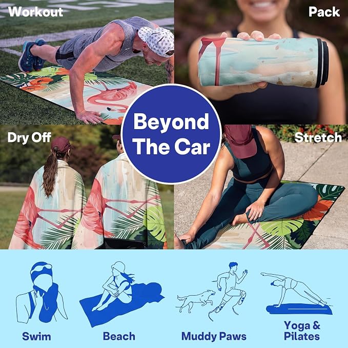 2 Pack Car Seat Towel Covers for Gym, Front Seats, Tropical | Full, Sweat Protector for Front Seats Premium Thickened with Elastic Strap Breathable & Quick Dry Machine Washable Running - Image 7