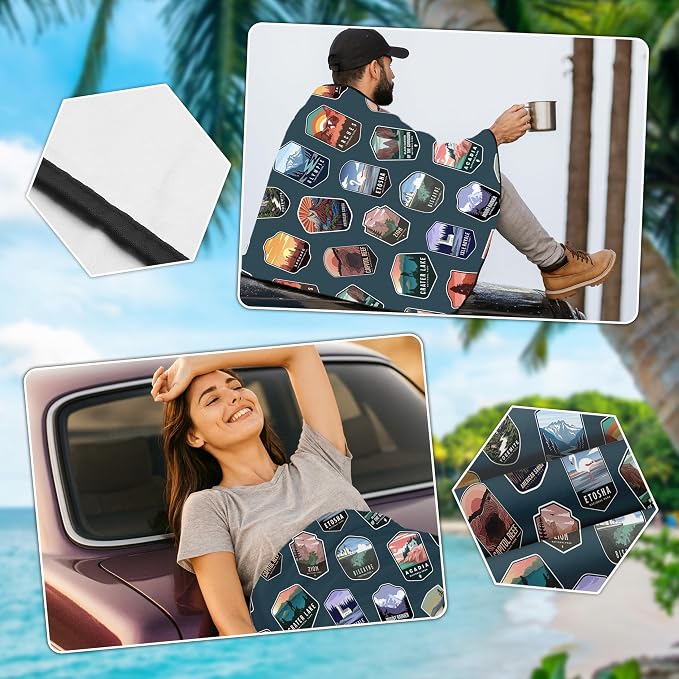2 Pack Car Seat Towel Covers for Gym, Front Seats, National Park | Sweat Protector for Front Seats Premium Thickened with Elastic Strap Breathable & Quick Dry Machine Washable Running - Image 7