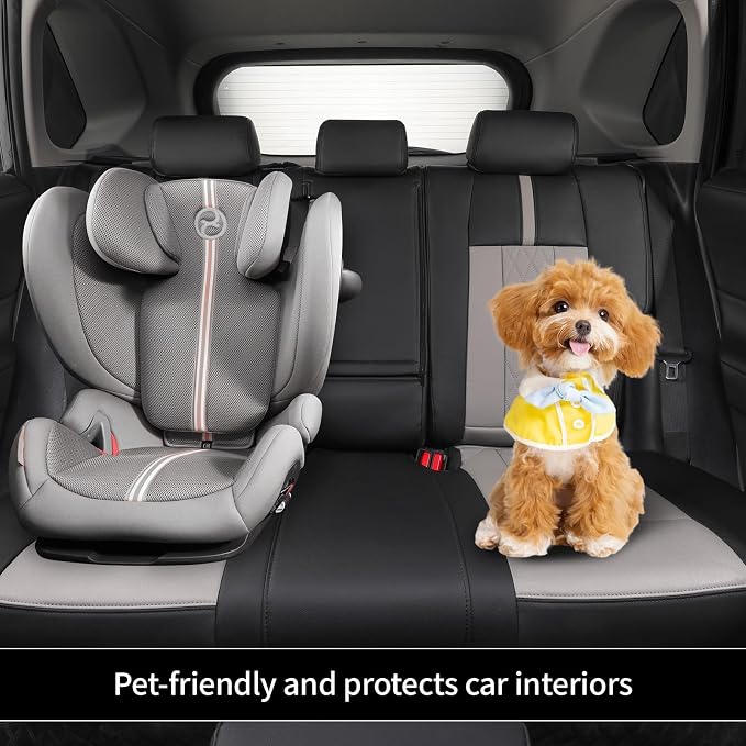 coverdream Full Set Leather Seat Covers for Toyota Corolla 2023-2026 LE Sedan(Not fit Hybrid),Airbag Compatible,Waterproof Car Seat Protector,Fit Like A Glove(Black & Gray-1) - Image 2