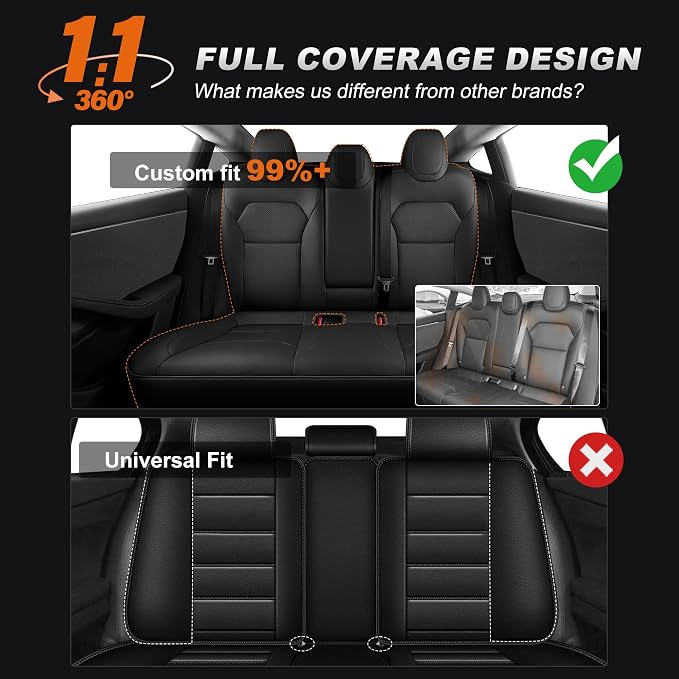 AOMSAZTO Car Seat Cover Fit for Tesla Model 3 2024 2025 (Not for Performance) - Full Set Black Seat Covers(with Armrest Cover) - Image 6