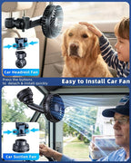 3-in-1 5000mAh Rechargeable Fan for Car Window Headrest Handheld | Quick-Release System, Small Portable Suction Cup Fan for Car SUV Pickup Truck RV Golf Cart Wall, Quiet, Rotatable, 3 Speeds - Image 2