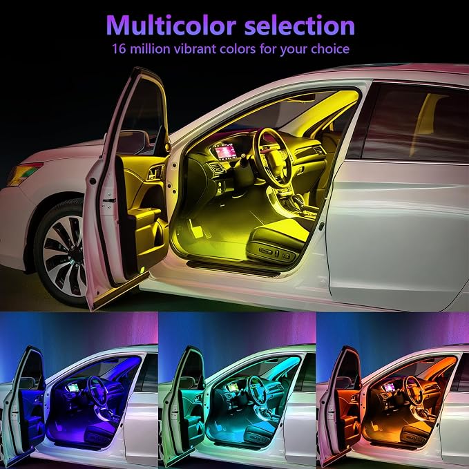 Footwell Lighting for car, Car Interior LED Lights,Lights for Inside car,APP Controlled RGB Light Strip with Music Sync Mode, 72 LEDs 16 Million Colors for Cars, Trucks, SUV via 12V Lighter - Image 2