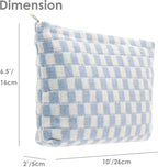 PAZIMIIK Checkered Makeup Bag for Purse, Small Flat Cosmetic Pouch,Blue | Cute Zipper Makeup Organizer for Women, Travel Essentials, Toiletries, Makeup Brushes, Beauty Accessories&Bridesmaid Gifts - Image 4