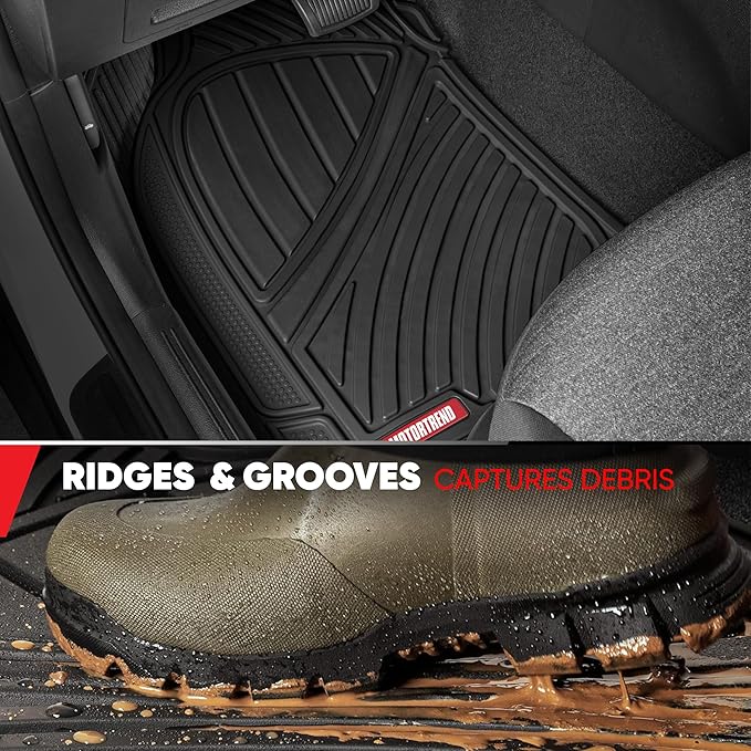 Motor Trend 3 Row Odorless Rubber Floor Mats & Liners for Car SUV Van, Durable Heavy Duty Polymerized Latex Full Interior Protection, Extra-High Ridgeline Design, Black, Model Number: MT-773-801-BK - Image 6