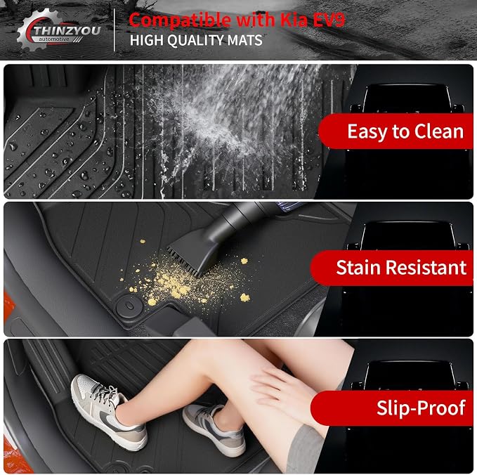 Floor Mats for 2024 2025 2026 Kia EV9 6&7 Seats | Cargo Liner Cargo Mat Trunk Mat Trunk Liner TPE Back Seat Cover Protector All Weather EV9 Accessories - Image 4