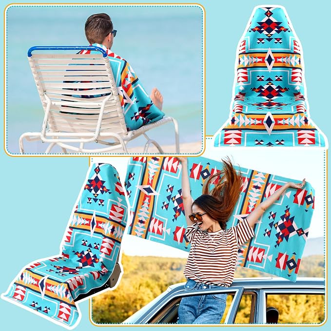 Hahafelt 2 Pack Car Seat Towel Covers Athletic Running Towel Performance Microfiber Post Workout Sweat Washable Cover Non Slip for Seat Outdoor Sport (Navajo Tribal) - Image 6