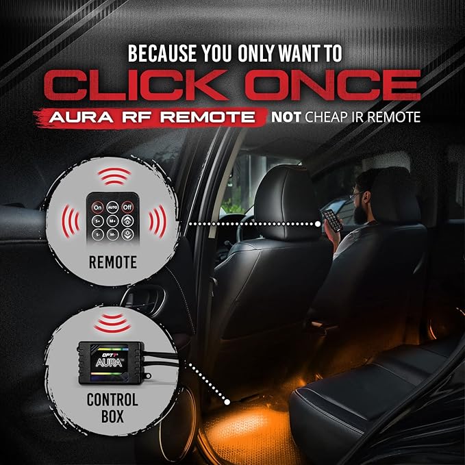 OPT7 Aura RGB Interior SUV & Van Lights with Remote Control, 6PC LED Kit | Extended Footwell Lighting, Full SUV Coverage, 3-Row Car Decor, Interior Ambient Glow, Sound Sync,12V LED Strips - Image 7