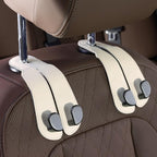 CoBak Purse Hook for Car - Universal Premium Stitched Leather and Aluminum-Magnesium Alloy Double Car Seat Back Storage Hook for Purses, Handbags, Bags (2 Pack),Beige by PopulartabletcasebrandWegivepeoplethebestdesignofprotectingvariouselectronicdevices