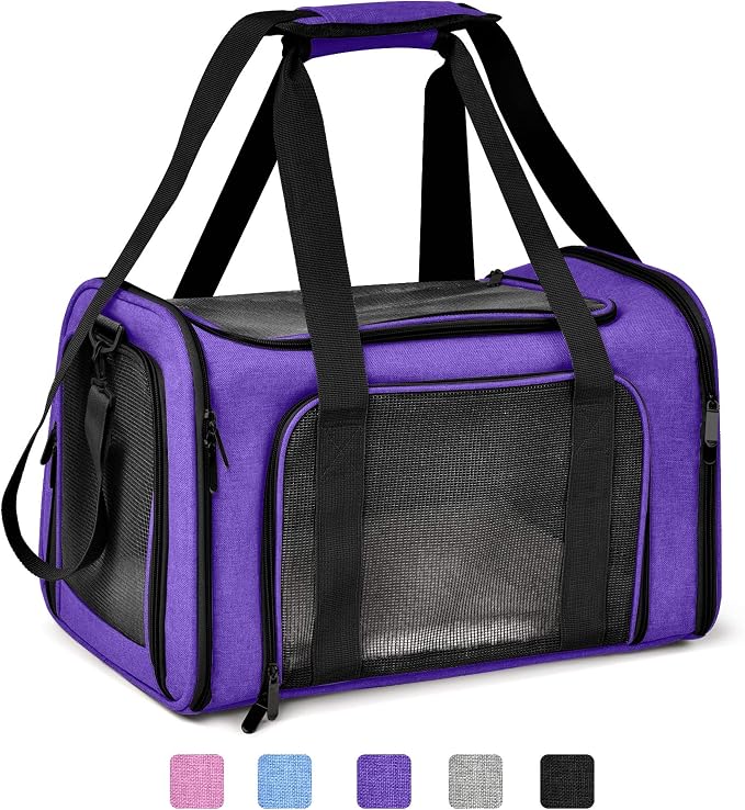 Henkelion Large Cat Carriers Dog Carrier Pet Carrier for Large Cats Dogs Puppies up to 25Lbs, Big Dog Carrier Soft Sided, Collapsible Travel Puppy Carrier - Large - Purple by Henkelion