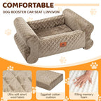 Dog Car Seat for Medium/Large Dogs up to 60LBS Memory Foam Dog Booster Seat | with Thick Cushion, Pet Car Seat for Back with Detachable Washable Cover, Storage Pockets for SUV, Pick Up, Trunk, Khaki - Image 7