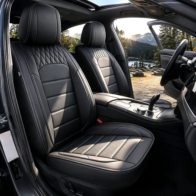 Car Seat Covers Fit for Honda HR-V 2016-2026 Full Set | Faux Leather Waterproof Automotive Seat Protectors,Compatible with Airbags,Easy to Install,5 Seats Black by RAWAKORW