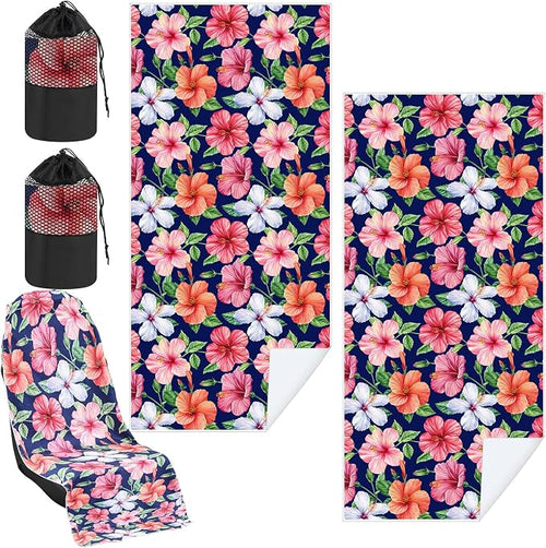 1 Pack Car Seat Towel Cover with Storage Bag, Summer Flower Hibiscus Style | 63 x 32 in Car Towel Seat Cover Non Slip Waterproof, Gym Workout Swimming Running, Machine Washable Sweat Absorbent Protector by Hahafelt