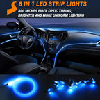 Interior Car LED Strip Lights 400 inches Fiber Optic tubing USB Powered RGB 8 in 1 Car Neon with Wireless APP and Remote Control, Ambient Lighting Kits 16 Million Colors,Sync to Music - Image 2
