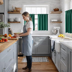 RYB HOME 100% Blackout Short Curtains for Small Window, Thermal Insulated | Total Room Darkening, Noise Reducing, Curtains for Kitchen Bathroom Basement, W52 x L36, Dark Green, 2 Panels - Image 2
