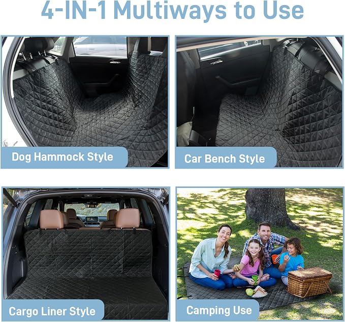 Large Dog Car Seat Cover for Back Seat, Universal Fit Bench Car Seat Cover, Waterproof Dog Hammock for Car with Adjustable Straps, Durable Seat Protector for Cars, Trucks & SUVs, Black - Image 5