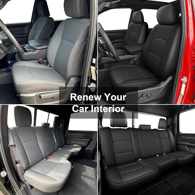 AOMSAZTO Custom Fit Seat Covers for Ram 2500 2019-2026 Full Set Black | Pickup Truck Seat Covers Waterproof faux leather, Breathable comfort, Airbag Compatible, Front covers only fit bucket seats - Image 8