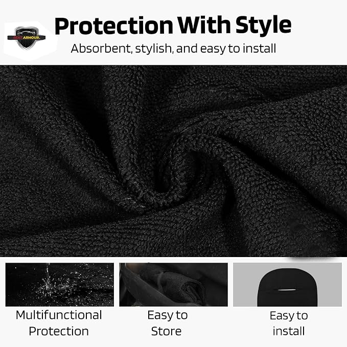 Seat Armour Black Car Seat Towel Cover – Soft, Machine Washable & Absorbent Seat Protector – Quick Install, Multipurpose Vehicle Seat Cover for Workout, Beach, Travel – Universal Fit - Image 7