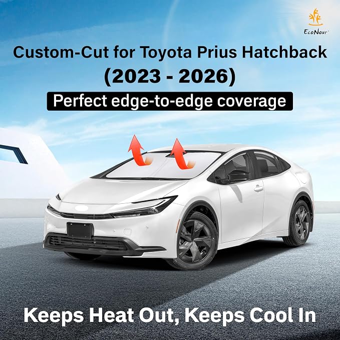 EcoNour Windshield Sunshade Compatible for Toyota Prius Hatchback 2023-2026 | Sun Visor for Front Windshield & Window Sun Shade Cover, UV Heat Blocker & Protector, Car Accessories - Image 2