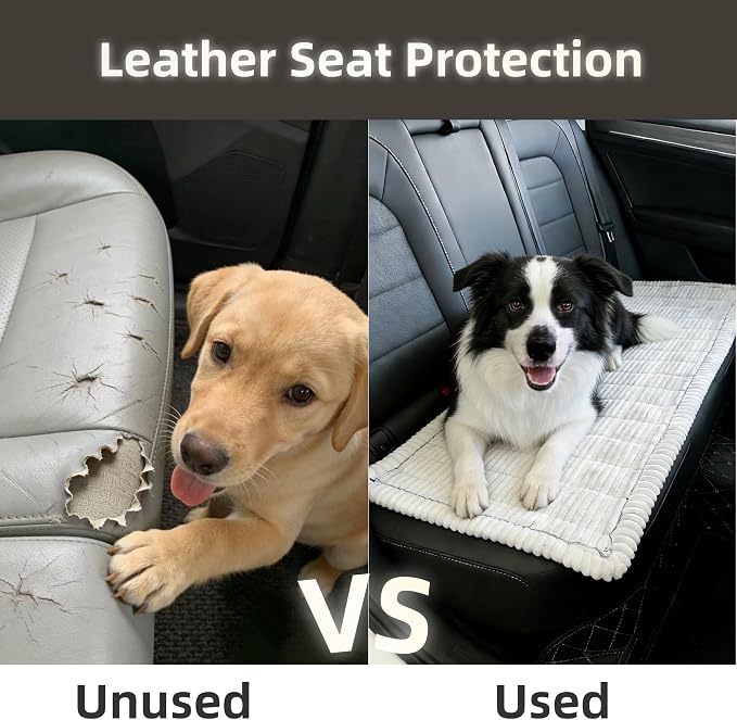 Soft Plush Dog Car Seat Cover & Sofa Protector, Non-Slip Mat (23.6''×82'') | Soft plush travel seat protector for backseat or sofa. Non-slip bottom, machine washable, includes storage bag (White) - Image 5