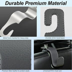 Car Headrest Hooks, Universal Car Seat Back Organizer Hanger, Premium Leather & Metal Construction, Multipurpose for Handbag, Purse, Coat, Ergonomic Design, 4 Pack Gray - Image 6