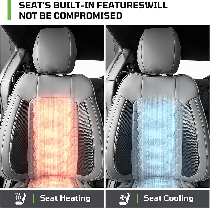 Custom Leather Car Seat Covers for Ford Mustang 2015-2023 Coupe,Gray/Black | Full Coverage Waterproof Car Seat Protector,Front & Rear Full Set,Split Backrest Compatible,Wear-Resistant,Airbag Compatible - Image 4