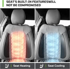 Custom Leather Car Seat Covers for Ford Mustang 2015-2023 Coupe,Gray/Black | Full Coverage Waterproof Car Seat Protector,Front & Rear Full Set,Split Backrest Compatible,Wear-Resistant,Airbag Compatible - Image 4