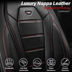 CAR PASS Luxury Nappa Leather Car Seat Covers Front Seats, Waterproof Seat Cover for Cars 2 Seats, Black Car Seat Protector, Automotive Seat Cover Universal Fit for Most Sedans SUV Trucks Black - Image 4