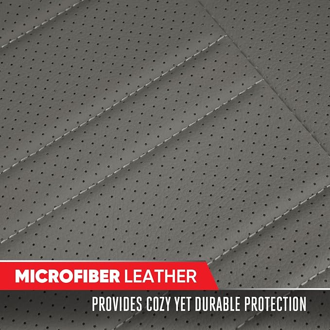 Motor Trend Car Seat Covers for Front & Rear Full Set - Nappa Leather Seat Protectors for Cars, Trucks & SUVs - Gray Automotive Seat Covers with Storage Pockets - Durable Bottom Cushion Protection - Image 5