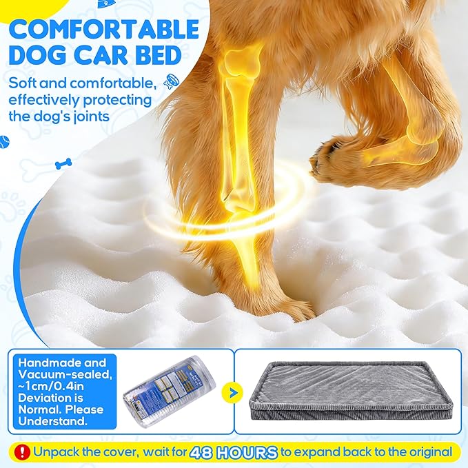 Loiion Dog Car Bed, Non-Slip Backseat Extender Pet Mat 50"x24.6"x2" | Removable, Washable Dog Bed With Waterproof Liner Protects Car Seats, Anti-Slip Travel Bed For Dogs - Image 5
