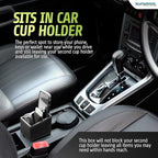 Superior Essentials Car Phone Holder & Key Storage Expander for Cupholder - Universal Size Phone Mount for Car - Elegant Design with Easy Installation - Effortless Charging Cell Phone Holder for Car - Image 3