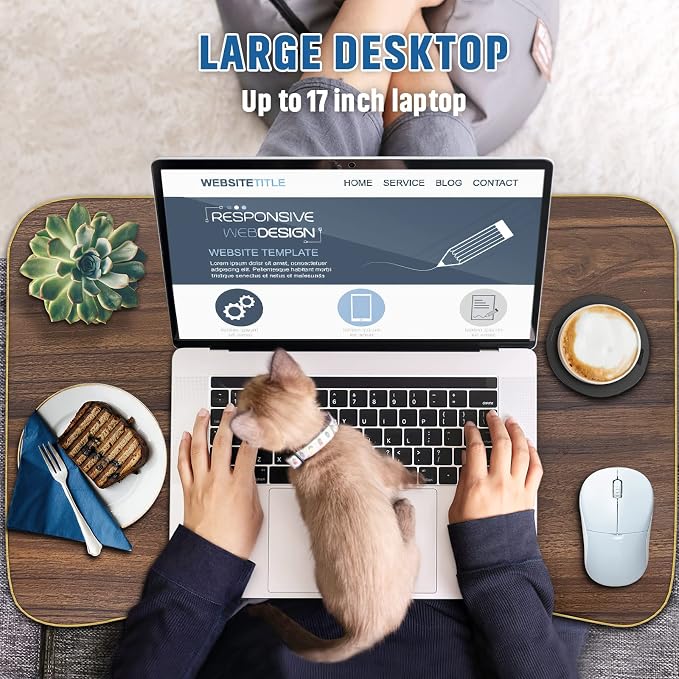 Fayquaze Portable Foldable Laptop Bed Desk with Storage Drawer and Cup Holder - Lap Desk Laptop Stand Tray Table for Eating, Reading and Working - Image 3