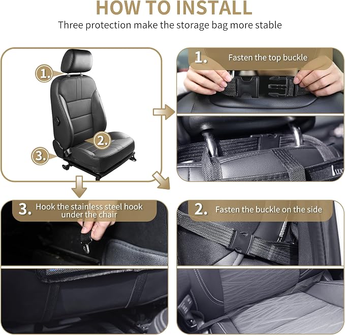 LUCMO Car Backseat Organizer with Touch Screen Tablet Holder, Light Blue | 2 Pcs,9 Storage Pockets,Clear Tablet Holder,Protectors Kick Mats,Travel Accessories,Seat Cover,Road Trip Essentials - Image 4