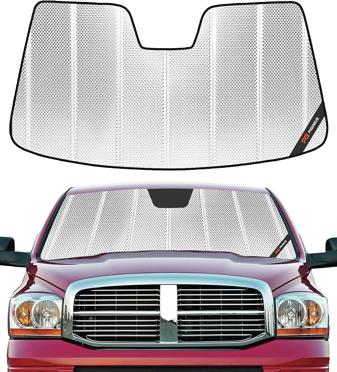 Pigenius Windshield Sun Shade for Dodge Ram 1500 2002-2008, Custom Front Window Sunshade - BLAZBLOCK by Pigenius