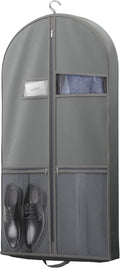 Lazebox 43" Travel Garment Bag with Accessories Zipper Pocket, Heavy Duty Suit Bag for Suits, Tuxedos, Dresses, Coats, Grey, 1 pack by Lazebox