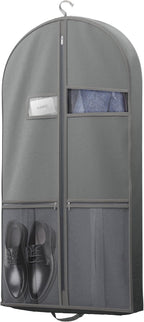 Lazebox 43" Travel Garment Bag with Accessories Zipper Pocket, Heavy Duty Suit Bag for Suits, Tuxedos, Dresses, Coats, Grey, 1 pack by Lazebox