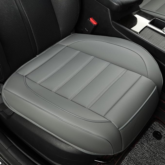 2 Pack Leather Front Car Seat Covers,Bottom Seat Covers for Cars,Driver Car Seat Cover,Luxury Seat Protectors,Waterproof,Anti-Slip,Full Wrap,for Most Vehicles,Sedan,Truck,SUV(Grey) - Image 7